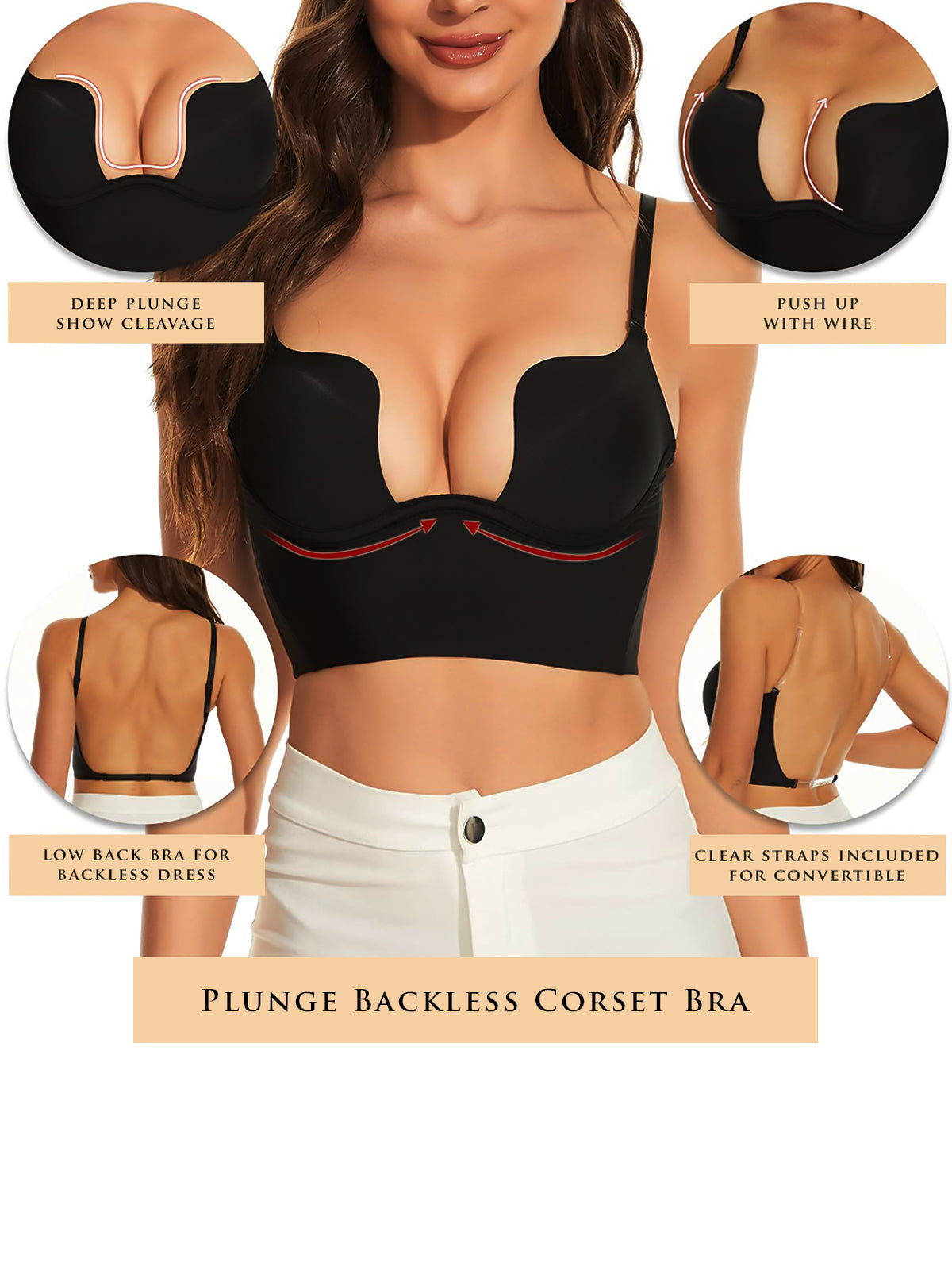 The Just Bra® - Plunge Backless Corset Bra